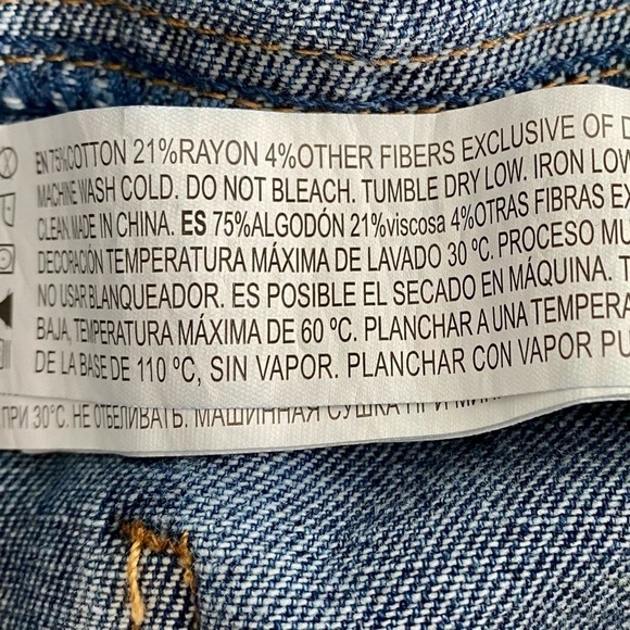 FOREVER 21 Contemporary Blue Denim Mom Jeans Large Cuffed Paperbag-Waist - Picture 11 of 15